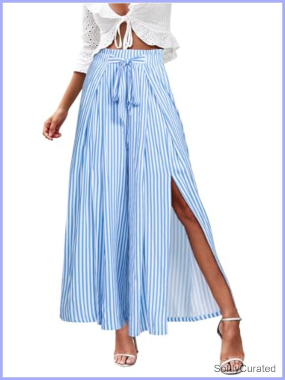 Wide Leg Palazzo Pants High Waist Split Overlay Flowy Beach Boho Lounge